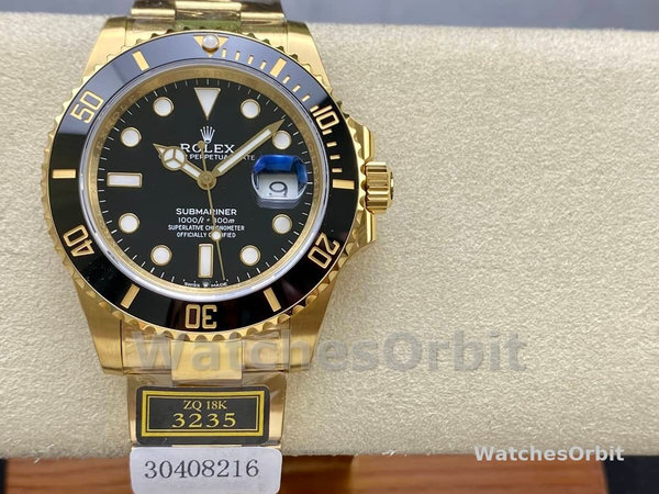 Mens Rolex Submariner 41mm Mens-126618LN-Yellow Gold-Black Dial Black Replica Image