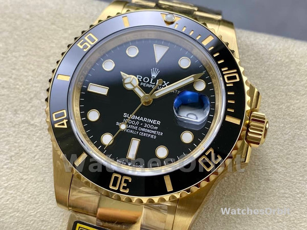 Mens Rolex Submariner 41mm Mens-126618LN-Yellow Gold-Black Dial Black Replica Image