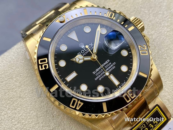 Mens Rolex Submariner 41mm Mens-126618LN-Yellow Gold-Black Dial Black Replica Image