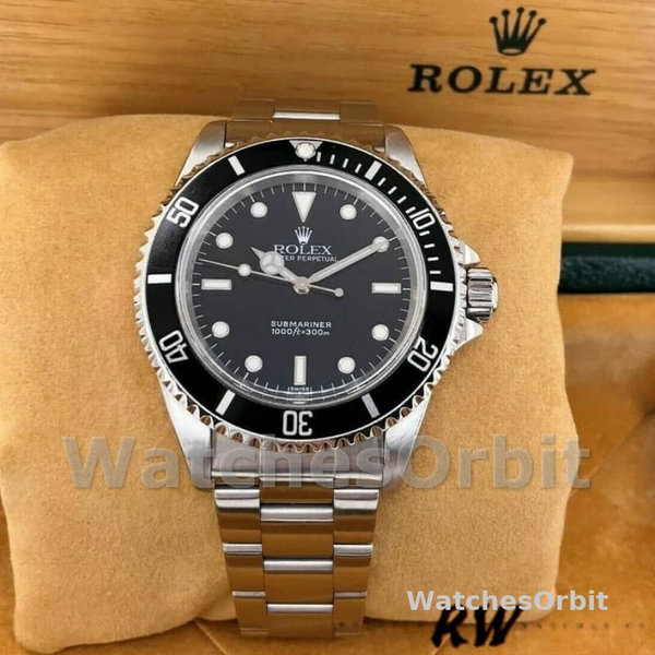 Men's Rolex Submariner 40mm Men's-14060-Stainless Steel Case-Black Dial Black