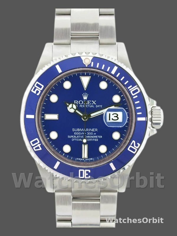 Rolex Submariner 16610 Stainless Steel Blue Bezel Blue Dial 40mm Mens Replica Watch