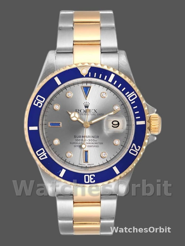 Rolex Submariner 16613 Steel Gold Diamond Sapphire Serti Dial 40mm Herren Replica Watch