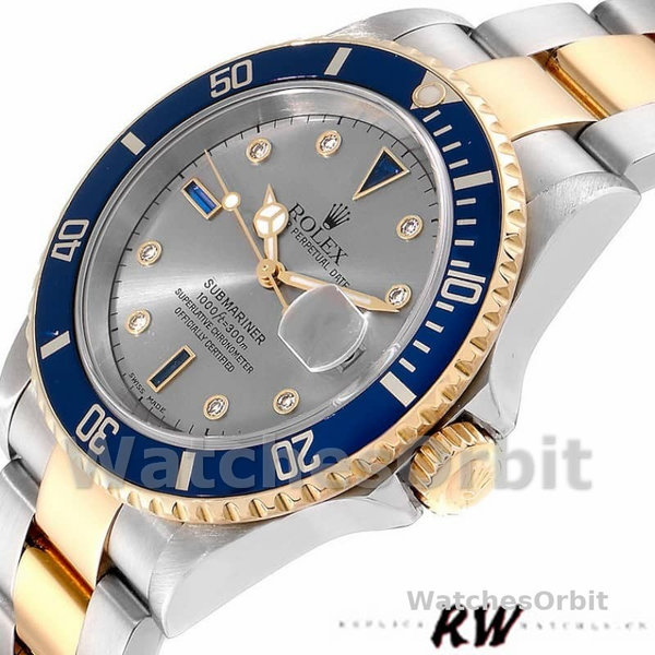 Replica Rolex Submariner 16613 Steel Gold Diamond Sapphire Serti Dial 40mm Herren Replica Uhr, Replika Uhren, Kompromisslose Präzision