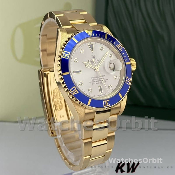 Replique Hommes Rolex Submariner 40mm Hommes-16618-Serti Dial-Blue Bezel Serti