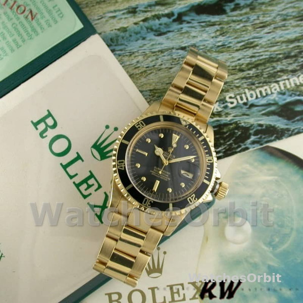 Replique Hommes Rolex Submariner 40mm Hommes-1680/8-Cadran noir-Or jaune Noir