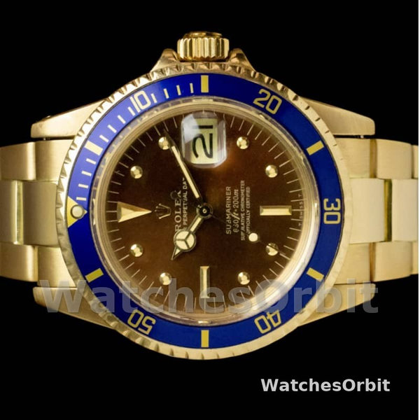 Replique Hommes Rolex Submariner 40mm Hommes-1680/8-Tropical Dial-Yellow Gold Tropical<br />