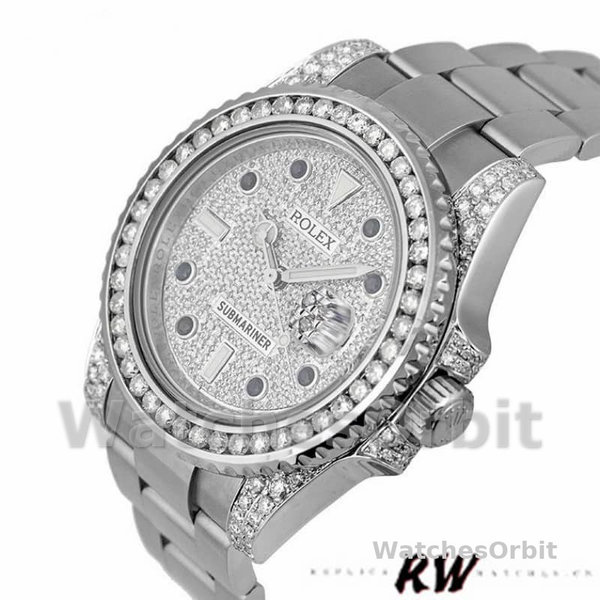 Replica Rolex Submariner Date 40mm Uomo-116610LN-Custom Diamond Paved <br />