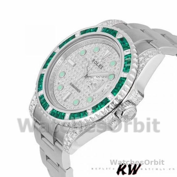 Replica Rolex Submariner Date 40mm Uomo-116610LN-Custom Diamond-Acciaio inossidabile con pavé di diamanti