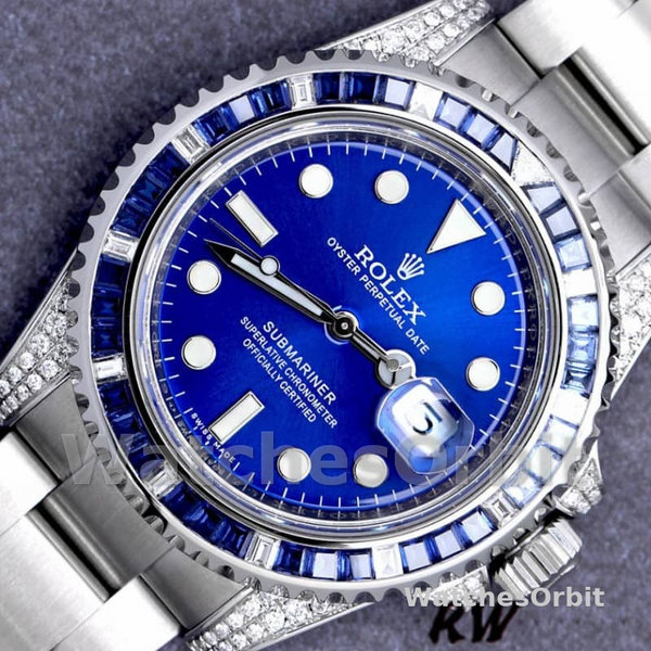 Mens Rolex Submariner Date 40mm Mens-116610LN-Custom Diamond-Stainless Steel-Blue Dial Blue Replica Image