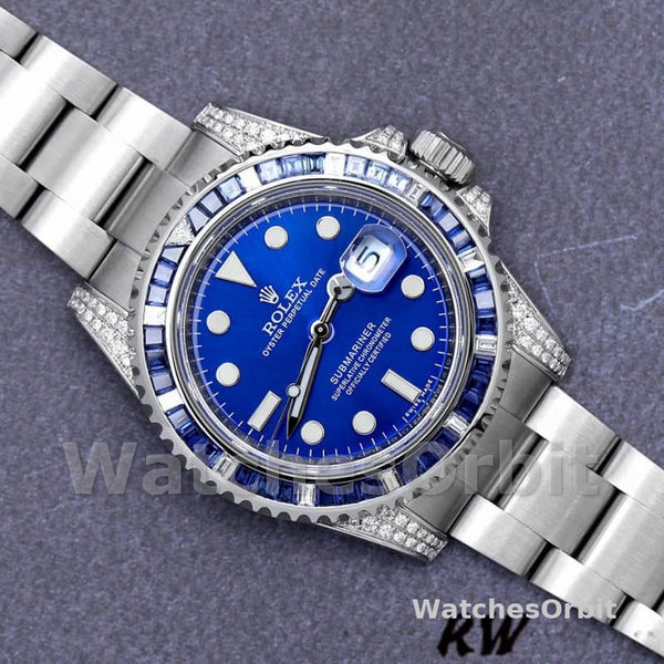 Mens Rolex Submariner Date 40mm Mens-116610LN-Custom Diamond-Stainless Steel-Blue Dial Blue Replica Image