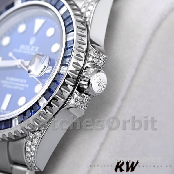 Mens Rolex Submariner Date 40mm Mens-116610LN-Custom Diamond-Stainless Steel-Blue Dial Blue Replica Image