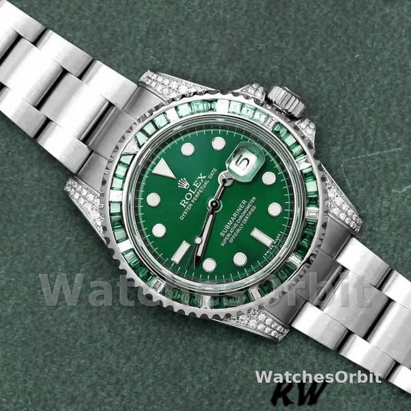 Men's Rolex Submariner Date 40mm Men's-116610LN-Custom Diamond-Stainless Steel-Green Dial Green