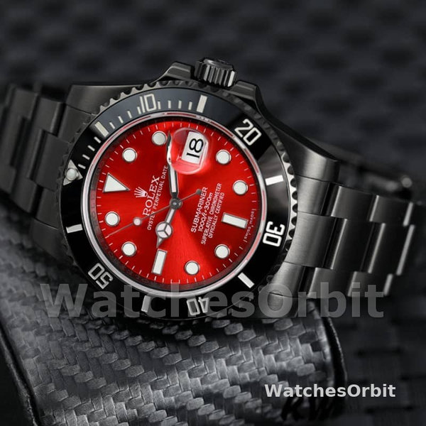 Replica Rolex Submariner Datum 40mm Heren-116610LN-Rode Wijzerplaat-Zwart PVD/DLC Roestvrij Staal Rood