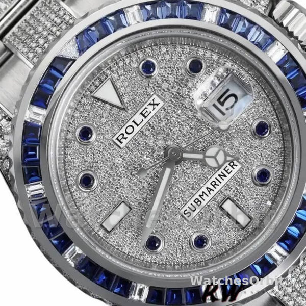 Replica Rolex Submariner Date 40mm Uomo-116610LN-Acciaio inossidabile-Ghiera con diamanti pavé di diamanti