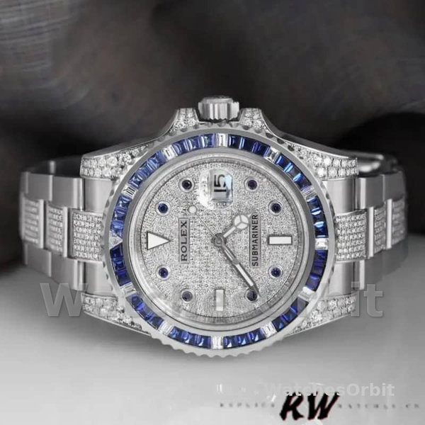 Replica Rolex Submariner Date 40mm Uomo-116610LN-Acciaio inossidabile-Ghiera con diamanti pavé di diamanti