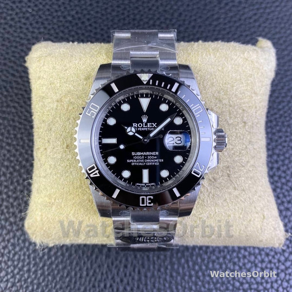 Mens Rolex Submariner 41MM Stainless Steel Black Dial Date Black Replica Watch Image
