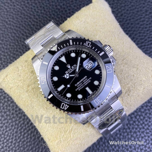 Mens Rolex Submariner 41MM Stainless Steel Black Dial Date Black Replica Watch Image