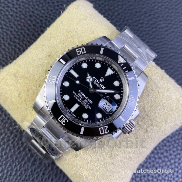 Mens Rolex Submariner 41MM Stainless Steel Black Dial Date Black Replica Watch Image