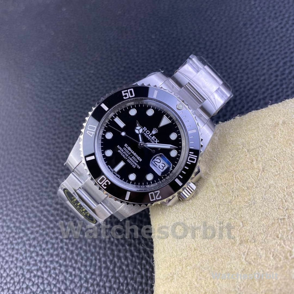 Mens Rolex Submariner 41MM Stainless Steel Black Dial Date Black Replica Watch Image