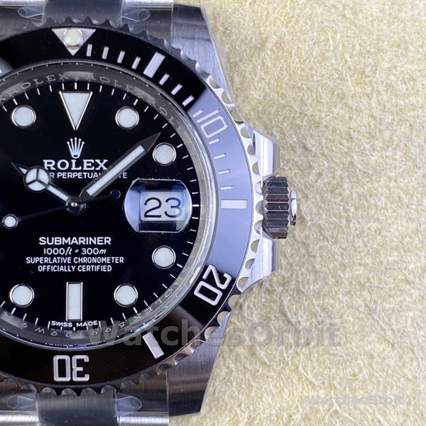 Mens Rolex Submariner 41MM Stainless Steel Black Dial Date Black Replica Watch Image