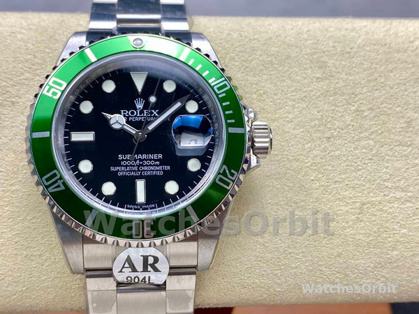 Mens Rolex Submariner 40mm Mens-16610LV-Stainless Steel Oyster-Black Dial Black Replica Image