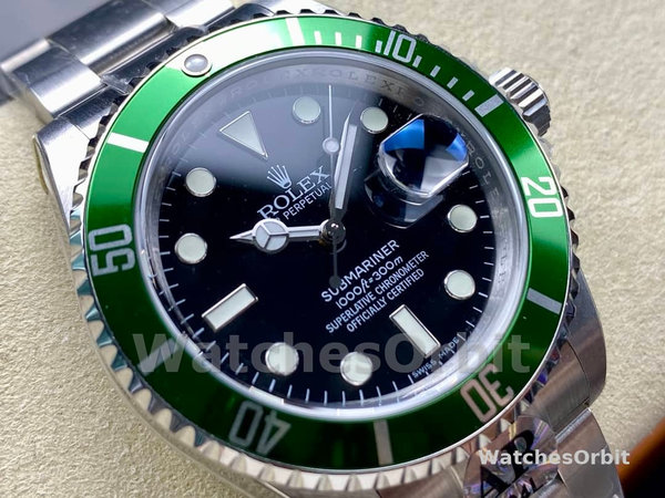 Mens Rolex Submariner 40mm Mens-16610LV-Stainless Steel Oyster-Black Dial Black Replica Image