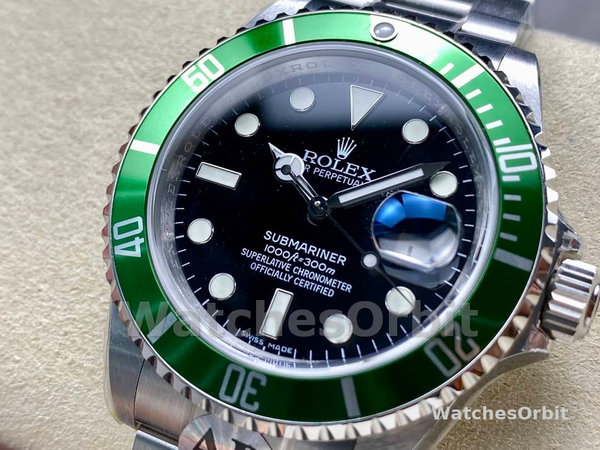 Mens Rolex Submariner 40mm Mens-16610LV-Stainless Steel Oyster-Black Dial Black Replica Image