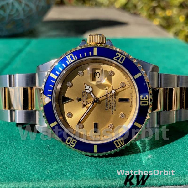 Rolex Submariner Date 16613 Champagne Serti Dial 40mm Mens Replica Watch