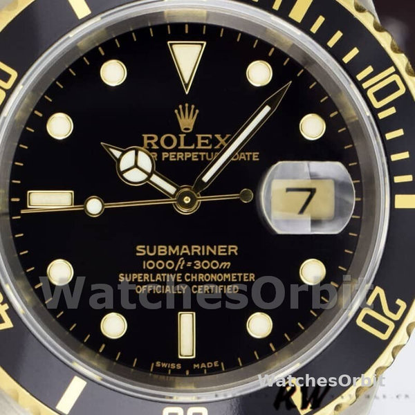 Men's Rolex Submariner Date 40mm Men's-16613LN-Yellow Gold & Stainless Steel-Black Dial Black<br />