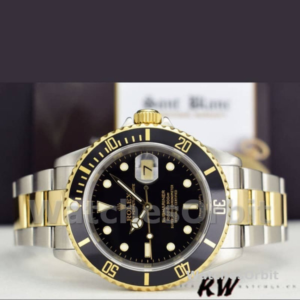 Replica Rolex Submariner Date 16613LN Gelbgold Edelstahl Schwarzes Zifferblatt 40mm Herren Replica Uhr, Replica Uhren, Robuste Qualität