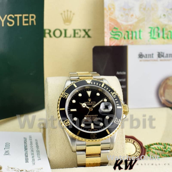 Replica Rolex Submariner Date 16613LN Gelbgold Edelstahl Schwarzes Zifferblatt 40mm Herren Replica Uhr, Replica Uhren, Robuste Qualität
