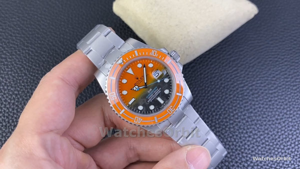 Men's Rolex Submariner DIW Persimmon Orange with Black Ceramic Dial and Orange Bezel Orange / Black