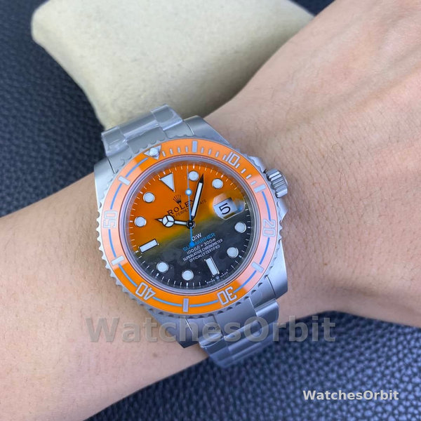 Rolex Submariner DIW Persimmon Orange Schwarzes Zifferblatt Ceramic Orange Bezel