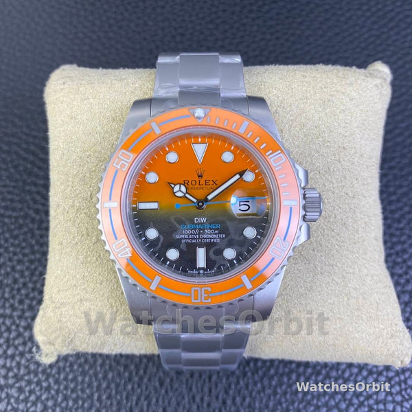 Rolex Submariner DIW Persimmon Orange Schwarzes Zifferblatt Ceramic Orange Bezel