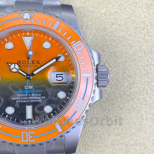 Rolex Submariner DIW Persimmon Orange Schwarzes Zifferblatt Ceramic Orange Bezel