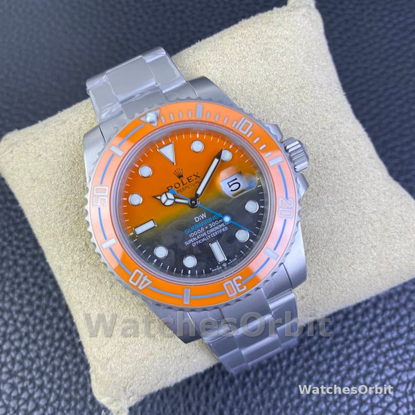 Rolex Submariner DIW Persimmon Orange Schwarzes Zifferblatt Ceramic Orange Bezel