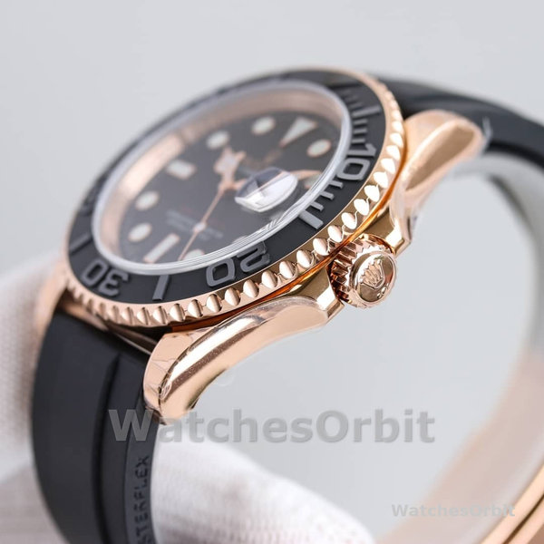 Mens Rolex Yacht-Master 40mm Mens-116655-Everose Gold-Black Dial Black Replica Image