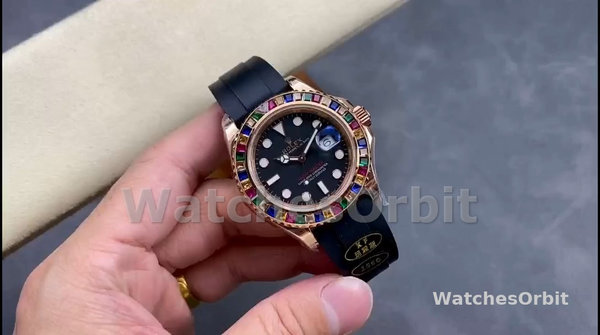 Men's Rolex Yacht‑Master 116695-40mm, Black Dial, Black Rubber Strap, Men’s Black