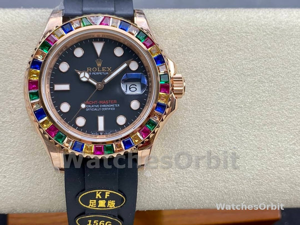 Mens Rolex Yacht‑Master 116695-40mm, Black Dial, Black Rubber Strap, Men’s Black Replica Watch Image