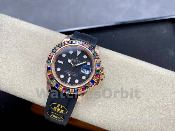 Mens Rolex Yacht‑Master 116695-40mm, Black Dial, Black Rubber Strap, Men’s Black Replica Watch Image