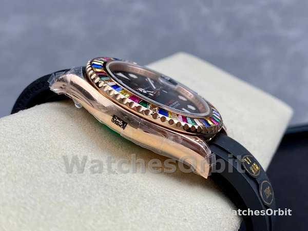 Mens Rolex Yacht‑Master 116695-40mm, Black Dial, Black Rubber Strap, Men’s Black Replica Watch Image