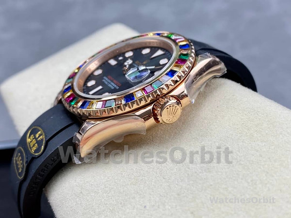 Mens Rolex Yacht‑Master 116695-40mm, Black Dial, Black Rubber Strap, Men’s Black Replica Watch Image