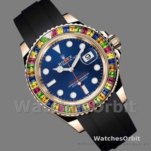 Rolex Yacht-Master 116695 Black Rubber Strap Blue Dial 40MM Mens Replica Watch
