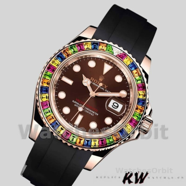 Men's Rolex Yacht‑Master-116695, 40mm, Black Rubber Strap, Brown Dial, Men’s Brown