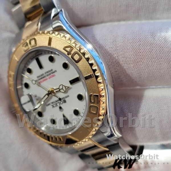 Mens Rolex Yacht-Master 40mm Mens-16623-Gold Bezel White Replica Image