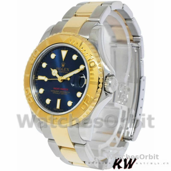 Replique Rolex Yacht-Master 35mm Unisexe-168623-Acier et or-cadran bleu unisexe