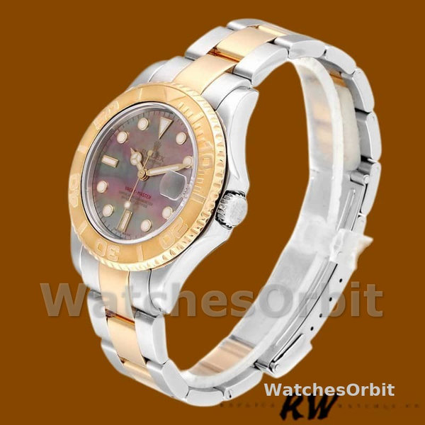 Rolex Yacht-Master 168623 Steel Yellow Gold Black MOP Dial 35MM Unisex Replica Watch