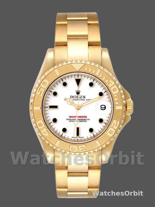 Rolex Yacht-Master 168628 White Dial Yellow Gold 35MM Unisex Replica Watch