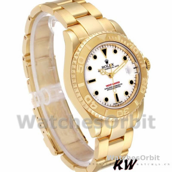 Replica Rolex Unisex's Yacht-Master 35mm Unisex-168628-Witte wijzerplaat-Geel Goud Wit