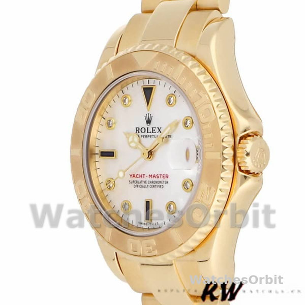 Rolex Yacht-Master 168628 White MOP Dial Yellow Gold 35MM Unisex Replica Watch